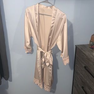 Beige silk robe